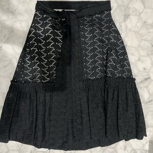 Private Label Tiered Black Eyelet Skirt and Sash/Belt - Size 6